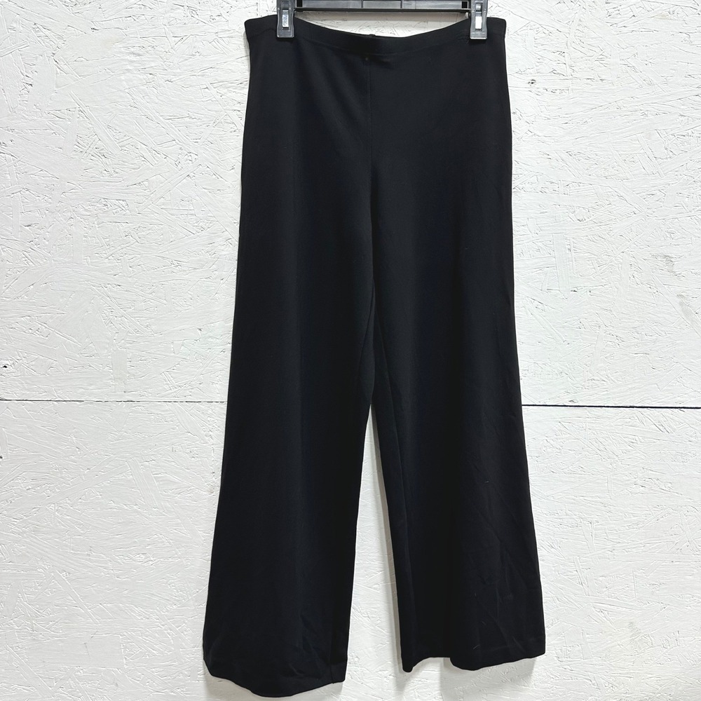 Jones & Co M Wide Leg Pants Black Stretch Minimalist Office Teacher Trousers